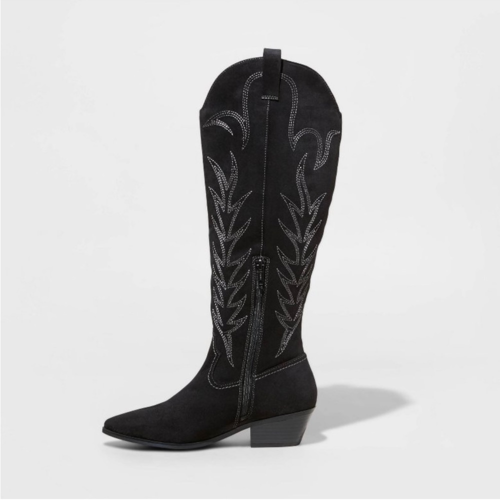 Black western cowboy boots- Women’s WIDE CALF
